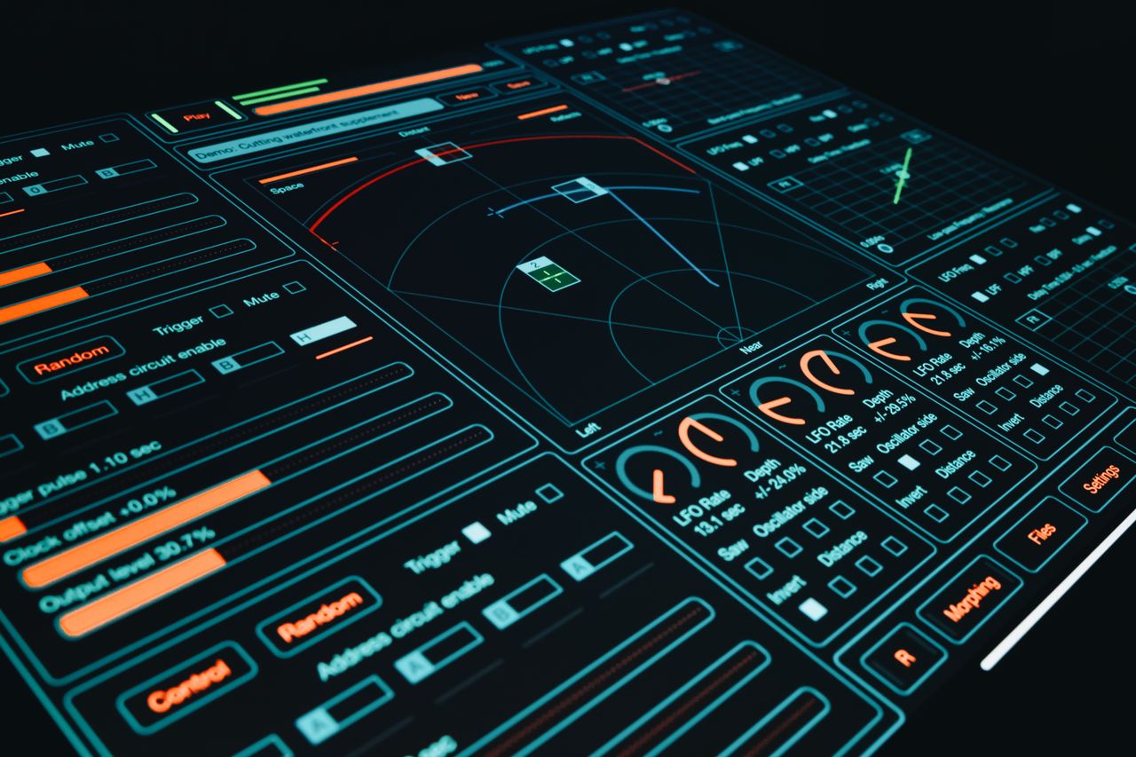 hero-img-02 Dynamic digital interface showcasing technology with interactive design elements and controls.